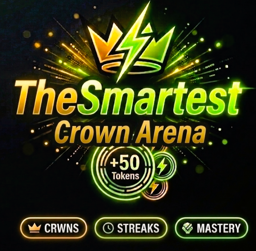 TheSmartest Crown Arena — +50 token signup bonus